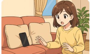 ソファ置き忘れスマホ